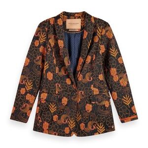 2 piece Scotch & Soda Vibrant Black and Orange floral suit